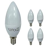Casquillo/ rosca fino E14 LED ATOMANT Pack 5x Bombilla LED E14 Vela C30 3W. Color Blanco Calido (3000K). 300 Lumenes. Casquillo fino. Equivalente a 30W tradicional.