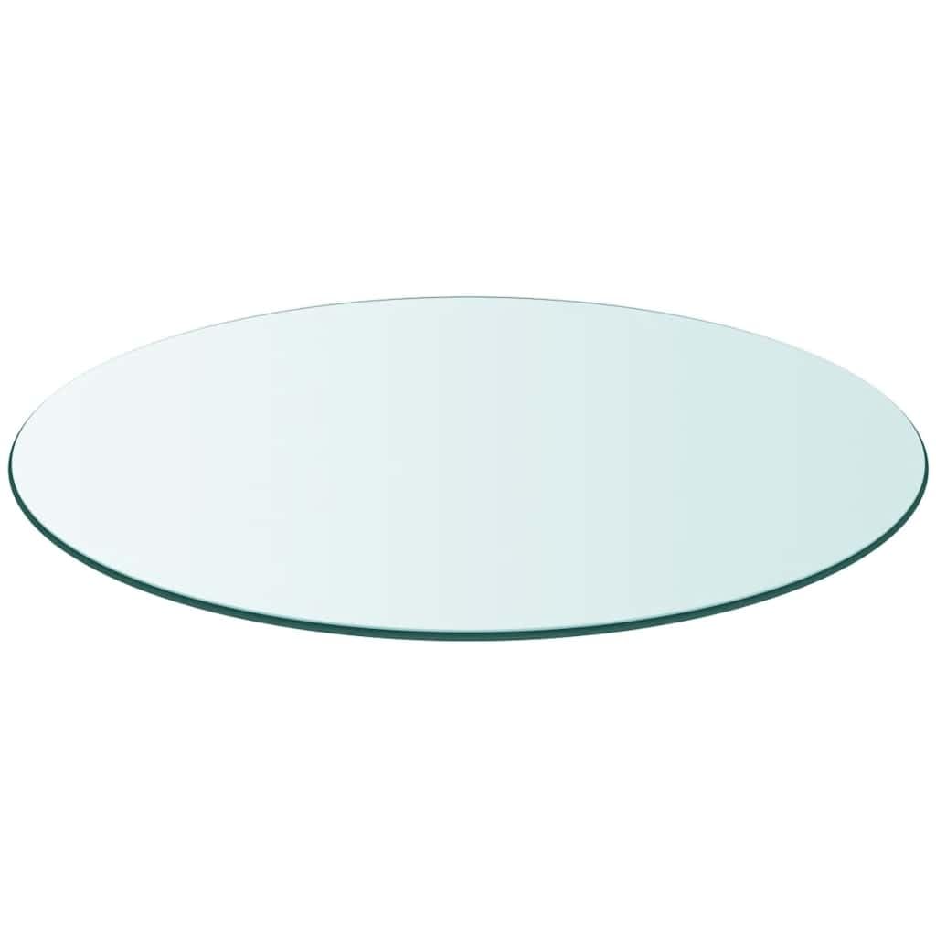 vidaXL Plateau de Table, Ø 600 mm, Verre Trempé, sans Montage, Transparent, Rond, 8 mm d’Épaisseur, Protection de Remplacement, Plateau de Table Robuste