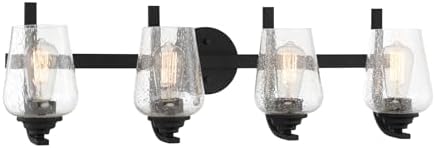 Minka Lavery 1924-66A Shyloh Vanity Bath Light, 4-Light, 240 Total Watts, 30.88-in H x 9.13-in W, Coal Black