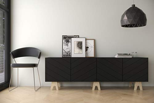 Nexera Runway Tv Stand, 72-Inch, Russian Birch Plywood, 72'', Black And Beige #TOP1