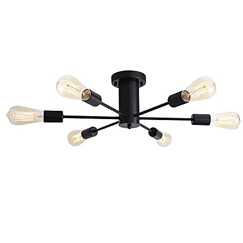 Suspension satellite art déco luminaire chic en métal noir pour salon et chambre moderne