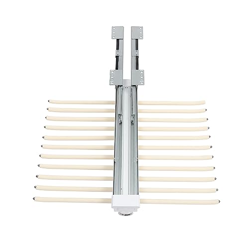 Pull Out Trousers Rack 22 Arms Steel Pull Out Pants Rack Pants Hanger Bar Clothes Organizers for Closet for Space Saving and Storage Maximum Load 33lbs Beige/Black 23.2 * 18.1 * 3.7inch (Beige)