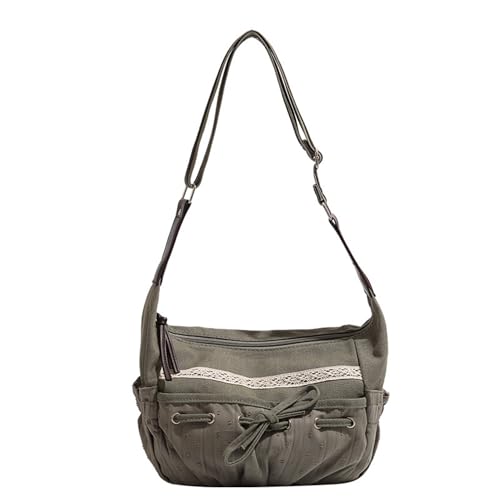 Fairy Grunge Crossbody Bags Emo Lace Coquette Bow Bag Cute Tote Bag Aesthetic Canvas Bag Y2k Crossbody Purses