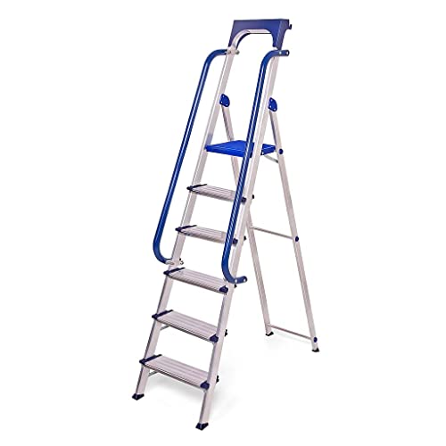 HOSTRÖM Escabeau 6 marches Secure Pro, Aluminium renforcé, sécurisé avec rampes, Tablette Porte-Outils, Hauteur Plateforme 135cm, Garantie 5ans