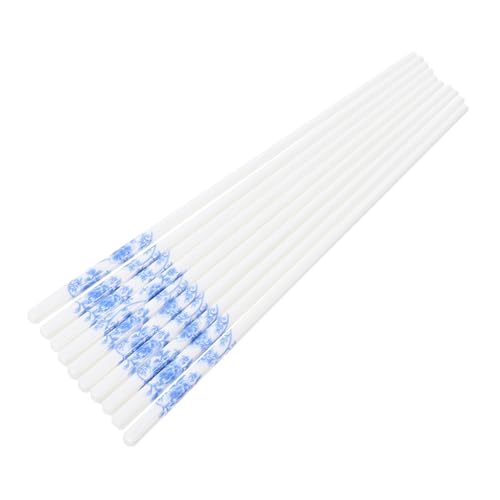 5組 骨磁器セラミック箸 陶器箸 中国の箸 携帯箸 長い箸 家庭用箸 絶妙な箸 再利用可能な箸 実用箸 ボーンチャイナ箸 レストランの箸 揚げ箸 麺箸 セラ Blue BEBEMOKO