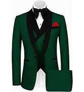 Wangyue Mens Tuxedo Suit for Men 3 Piece Suit Men Slim Fit Suits One Button Shawl Lapel Wedding S...