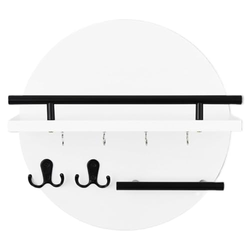 Jubilofex Portachiavi da parete con mensola, supporto da parete per chiavi, portachiavi d'ingresso, portachiavi in legno da 11,8 pollici con ripiano e ganci, organizzatore di posta per cucina e