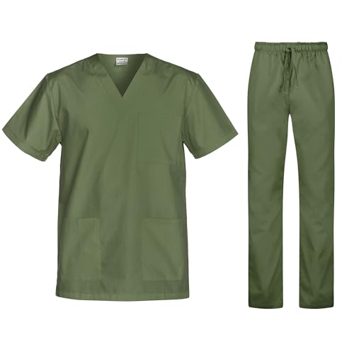 Conjunto de uniforme médico B-well Cesare unisex, casaca y pantalón de ajuste fácil + chaqueta de ajuste fácil, ropa de trabajo médica, uniforme de médico, chaqueta y parte superior con pantalón, ropa