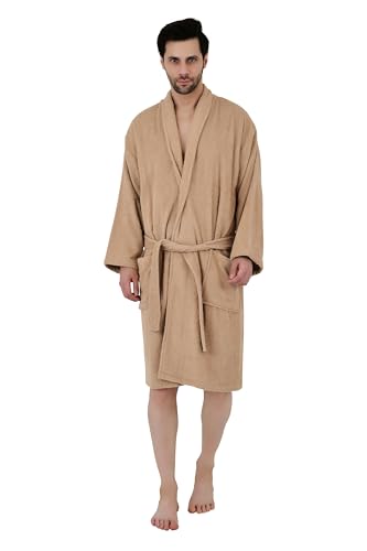 Featherdrape Men's Terry Bathrobe 100% Cotton,Double Side Terry | Shawl Collar | Soft & Absorbent, Luxury Spa Robe4
