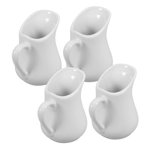 FUNOMOCYA 4pcs Ceramic Milk Jug Cow Pitcher Milk Jar Milk Frother Cup Syrup Dressing Server Syrup Pitcher Small Creamer Pitcher Milk Creamer Jug Espresso Pitcher Syrup Jar White Ceramics