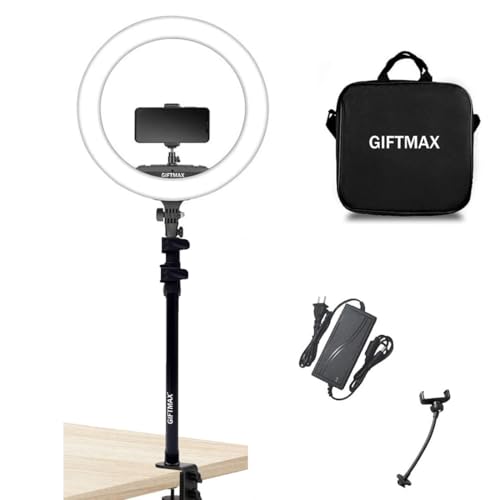 Image of GIFTMAX 18 Inch LED Ring Light with Stand | 2 Color Modes & Dimmable Brightness | Remote Control | for YouTube, Makeup, Vlogging, Video Shoot, Live Streaming | Compatible with iPhone & Android