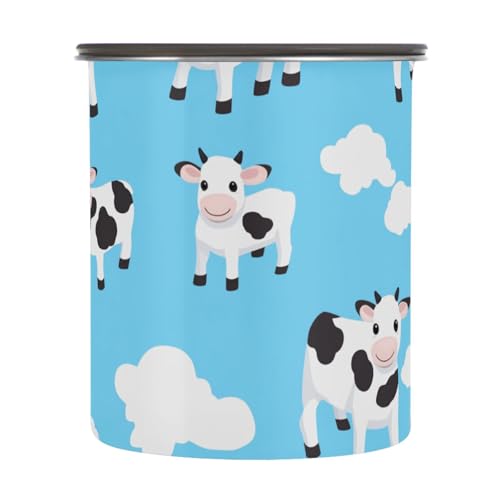 Contenedor de café azul Cute Cow acero inoxidable