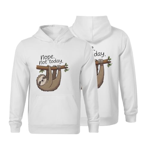 Kids Funny Not Today Sloth Boys Girls Lightweight Kangaroo Pocket Fleece Hoodies