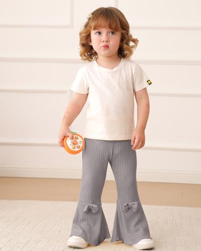 Mioglrie Baby Girl Pants Toddler Leggings 3 Pack Flare Newborn Baby Pants 3 6 9 12 18 24 Months Bell Bottoms for Girls3
