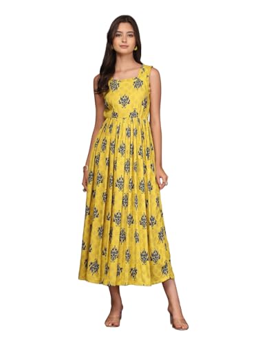 Image of Dress for Women | New Rayon Floral Printed Flared Maxi Dress for Women & Girl's