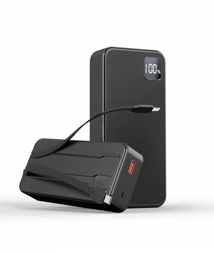 2025 New Portable-Charger 20000mAh Power-Bank -Portable Battery with 2 Built in Cables PD QC4.0 22.5W Fast Charging Battery Pack Phone Charger for iPhone 15 14 13 Samsung Galaxy iPad etc -1 Pack