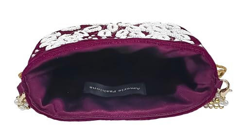 Amerie Fashions Women's Embroidered Leaf Potli Bag Purse for Party Wedding - Image 6