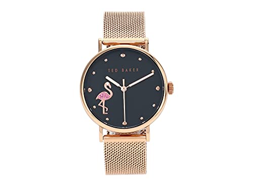 Montre Ted Baker phylipa Flamingo femme bracelet maille or rose et cadran noir élégant