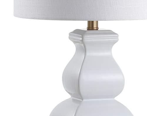 JONATHAN Y Vienna 25.5" Ceramic Metal Footed Vase Table Lamp, White/Gold - Image 5