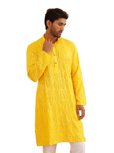 Image of SOJANYA Men's Pure Cotton Leheriya Design Long Kurta