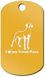 Mister Petlife I Love My Great Dane Engraved Keychain/GI Tag German Mastiff v2 Gold