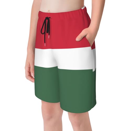 Flag of Hungary Youth Beach Pants, Soft and Breathable, with Drawstring Waist, Suitable for Sports and Leisure.4