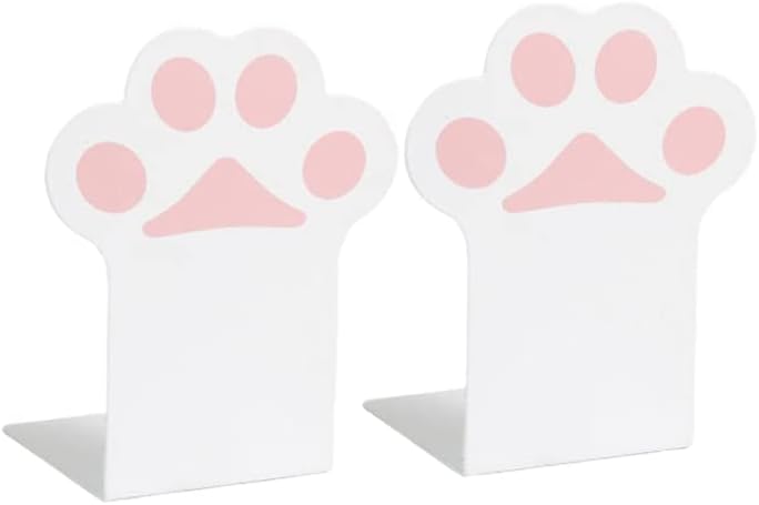 Sujetalibros de metal para escritorio, diseño de patas de gato, tapón de libro antideslizante para estantes, oficina, biblioteca, hogar, 1 par de
