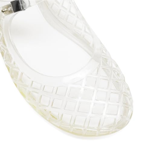 CEFISOP Clear Jelly Slide Sandals for Women Slip On Closed Round Toe Mesh Hollow Flat Mary Jane Mules Beach Jellies Comfortable Buckle Strap Slippers Shoes Clear Size 9 by CEFISOP - Used condition - Image 6
