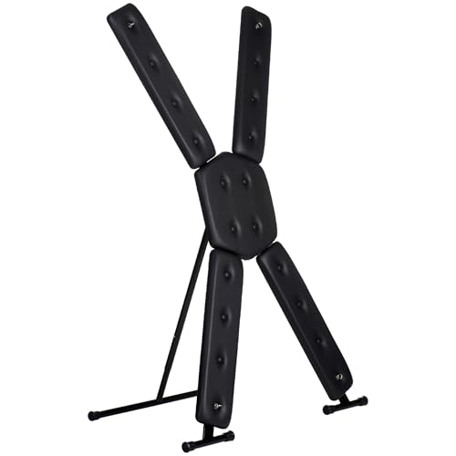 MASTER SERIES St. Andrew's Cross Bondage Furniture | Freestanding Vegan Leather Cross with Adjustable Angles & Cushioned Panels | 4 Attachment Points | Portable Dungeon Display | 47 lbs