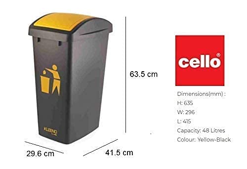 Image of CELLO Plastic Swing-Lid Garbage Dustbin 48 Ltr, Green /Green - Combo Pack of 2