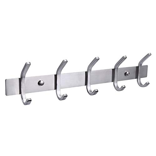 IXMLDAXD Coat rack， Coat Rack Wall MountedStainless Steel Double Row Hooks Hanger for Clothes Hats Robs Towels -5