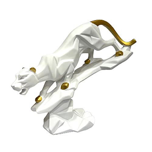 Image of AUGEN Polyresin Jaguar White Idol Statue Showpiece for Home Decor Decoration and Gifting (1 Piece, 9819A)