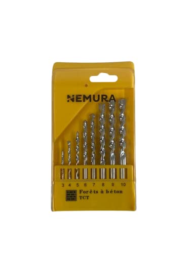Coffret de 8 Forets à Béton TCT - Pointe Carbure de Tungstène - Lot de Mèches pour Perceuse - Avec Boîte de Rangement - Outillage Résistant - Nemura
