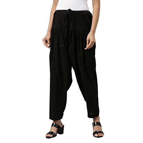Image of GO COLORS Soft Cotton Salwar for Women | Relaxed Fit, Mid Rise, Ankle Length, Drawstrings