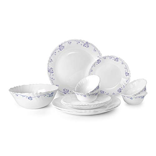 Image of Cello Imperial Dinner Set, 13-Units, White /Dainty Blue