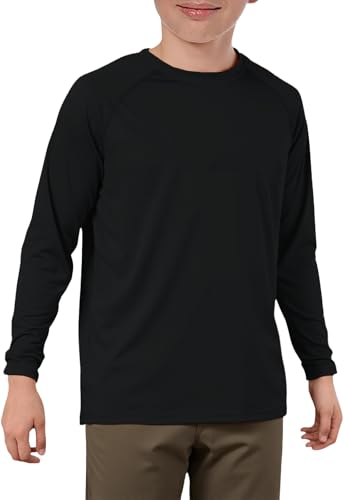 Catálogo para Comprar On-line Ropa de Running para Niño Top 10. 48 Haloumoning - Camisetas deportivas de manga larga para niños, secado rápido, rendimiento juvenil, 5-14 años, Negro -, 13-14 Años