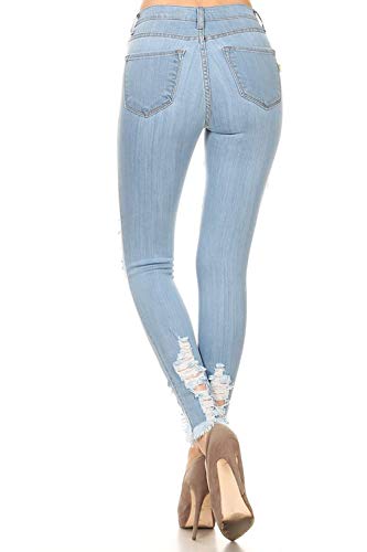 Vibrant Women’s Distressed Skinny Jeans – High Waisted Ripped Destroyed Destructed Stretch Frayed Hem Casual Denim Pants P1213 Lstone 1 #TOP2