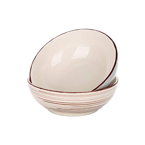 Schalen Porzellan, Bella 2 teilig handbemalte große Schüssel Set, Suppenschalen, Ramen Schalen, Salatschalen, Füllmenge 2100 ml