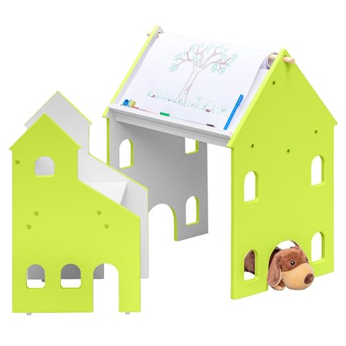 Image of Alex Daisy Holland Kids Study Table and Chair Set with Easel for 3-12 Years (Green)