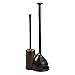 mDesign Hidden Plunger and Brush Set for Toilet Bowl - Combo with Holder Caddy - Modern Toilet Brush and Plunger Set - Aura Collection - Dark Brown