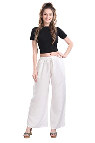 Image of TRASA Women's and Girls Cotton Reyon Regular Fit Palazzo Pants - Available Size - L, XL, 2XL, 3XL