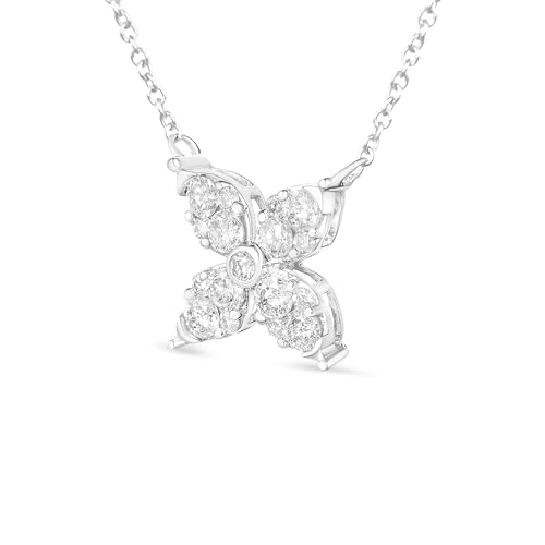 Haus of Brilliance 10K White Gold 1/2 Cttw Brilliant Round Diamond Marquise Shaped 4 Leaf Clover Adjustable 16-18" Inch Pendant Necklace (I-J Color, I1-I2 Clarity)