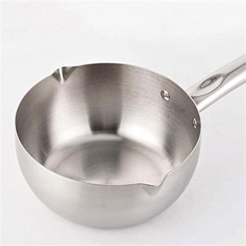 CHFYIJYHM Olla de leche con tapa, sartén de acero inoxidable, olla de fondo plano, antiadherente, diámetro exterior: 18 cm (diámetro exterior de la maceta: 18 cm)