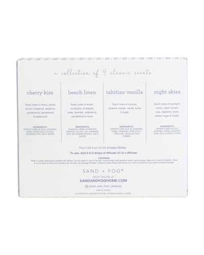 Image of Sand + Fog Diffuser Oils Gift Set, 4 Pack, 0.33 fl oz Each (Cherry, Linen, Vanilla, Night Skies)