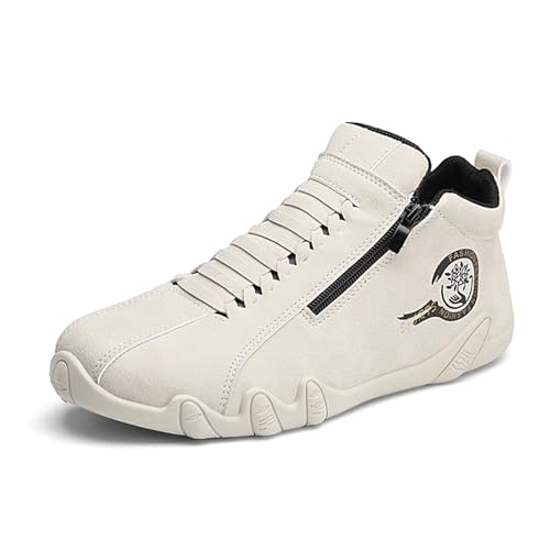 Men's Leather Sneakers Ankle Chukka Boots Slip On Lightweight Breathable Casual Shoes