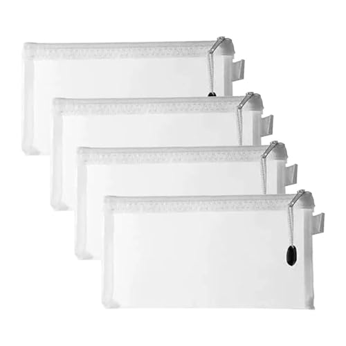 Image of 4 Stationary Transparent Pouch, Plastic Zipper Bags, Student Storage Bag, Document Bags, Certificates Bags, Pencil Pen Cases, Envelope Bag, Cosmetic Pouch with Zipper, Travel Organizer(Small)