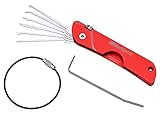 Multipick Dietrich Set ELITE RED Mini Taschen-Messer Lockpicking Set mit 6 wechselbaren Lock-Pick Klingen aus Federstahl 0,5 mm - Made in Germany für Anfänger bis Profi