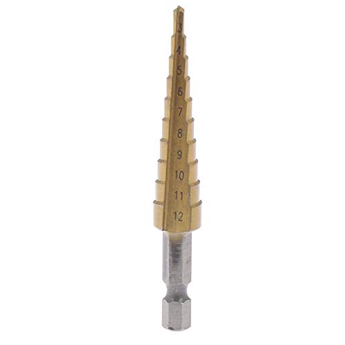 BATLAM Punte per Trapano a Gradino 3-12mm Punte per Trapano a Gradino rivestite Manico Esagonale Punta per Trapano Utensile Elettrico per Perforazione di Metalli