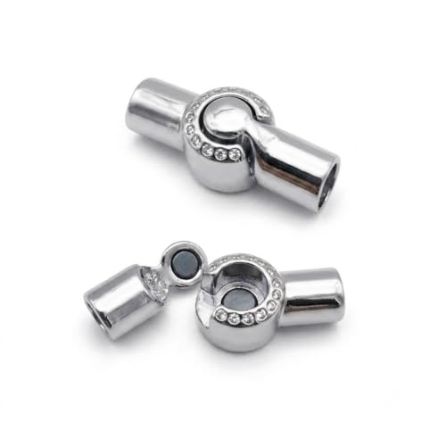 Image of Beadsnfashion 10 Pcs Tube Cylinder Magnetic Clasps 24x11mm, 5mm Hole Size, Silver Finish | Premium Magnetic Clasp for Jewellery Making, Bracelets & Necklaces | Essential Jewelry Findings for DIY Crafting