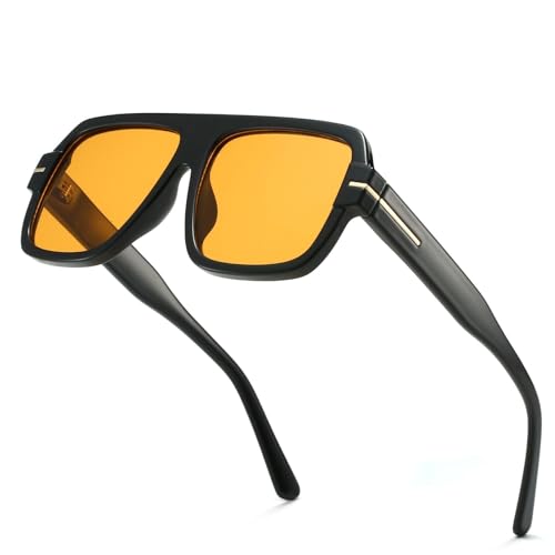 Retro Aviator Sunglasses for Men Women, Trendy Rectangle Womens Mens Shades Square Sun Glasses